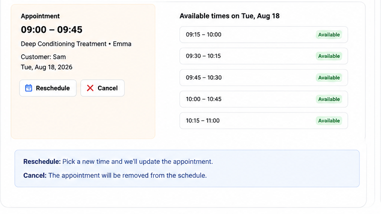 NextEraAI appointment reschedule and cancellation workflow